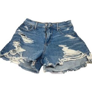 American Eagle Outfitters 90’s Highest Rise Blue Distressed Jean Shorts
